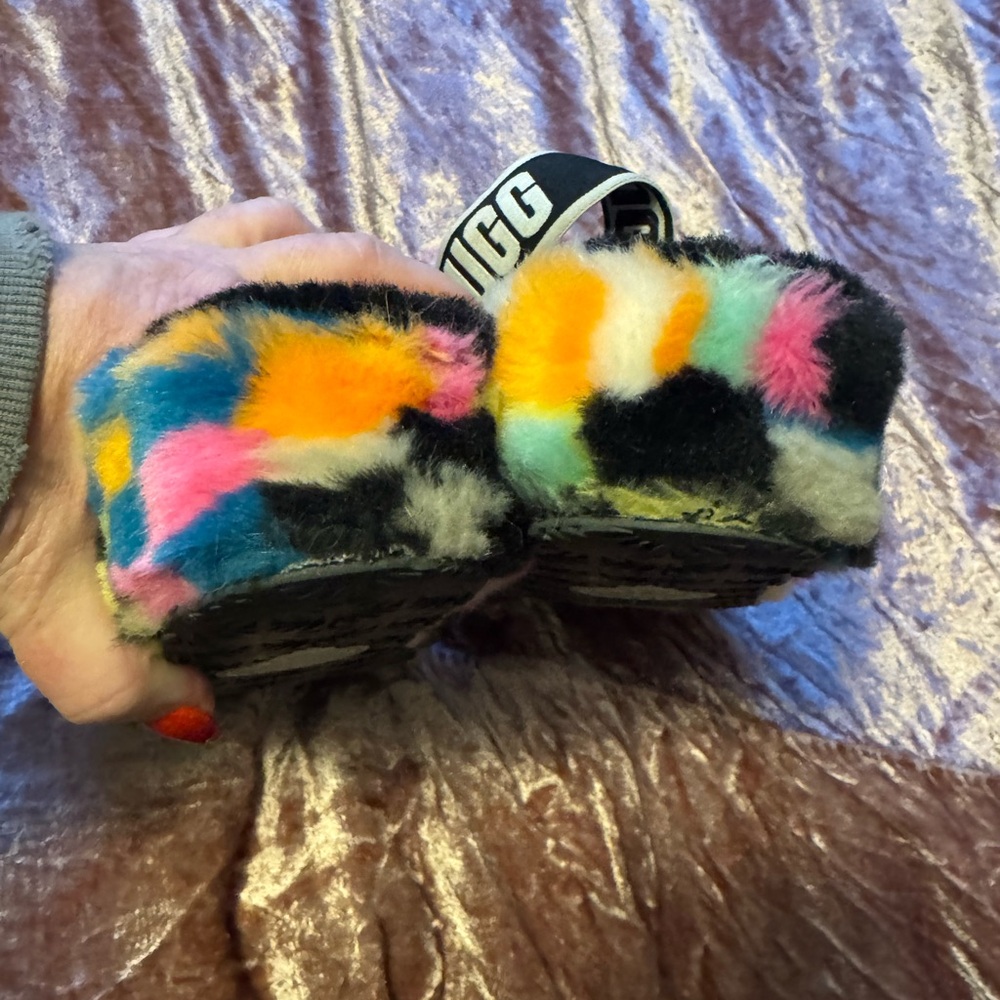 Ugg Fluff Yeah Slide Multicolor Shearling Size 9 - image 4
